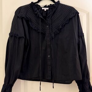 TCEC Elegant Black Ruffled Blouse